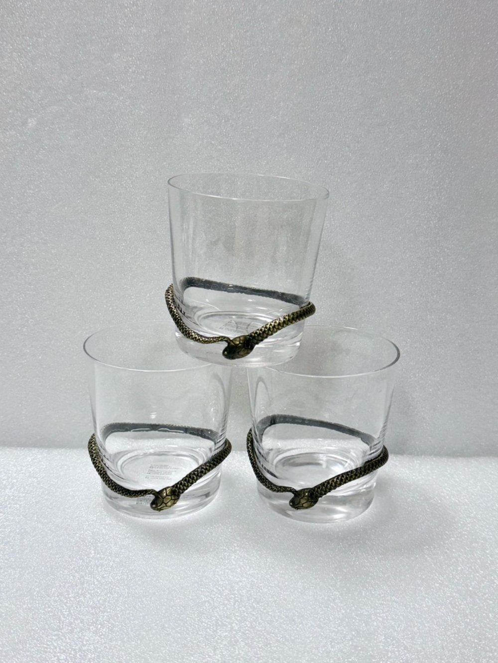 Snake Serpent Wrapped Serpent Low Ball Glasses - Set of 3